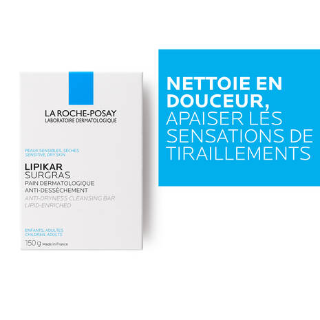 La Roche-Posay LIPIKAR SURGRAS - Pain Physiologique Anti-Dessèchement, 150g
