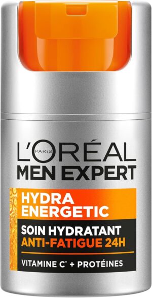 L'Oréal Men Expert - Soin Hydratant Anti-Fatigue 24H XXL pour Homme - Hydrate & Illumine - Concentré en Vitamine C Pure 10% - Usage Quotidien - Hydra Energetic - 100 ml